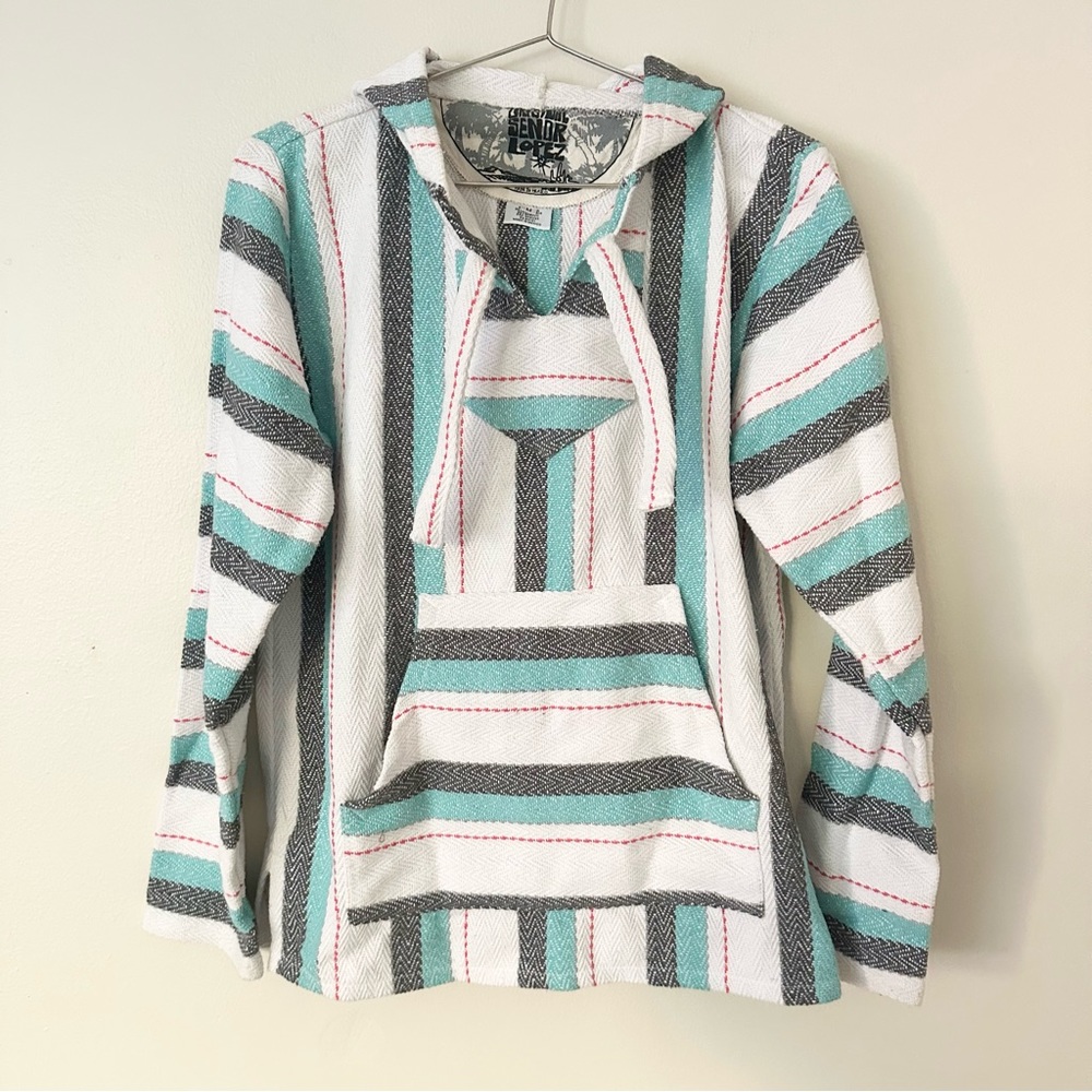 | authentic vintage santa cruz baja poncho hoodie sweater • size small |